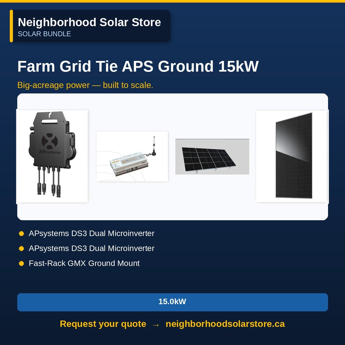 15kW Farm Grid-Tie System — APsystems Ground Mount