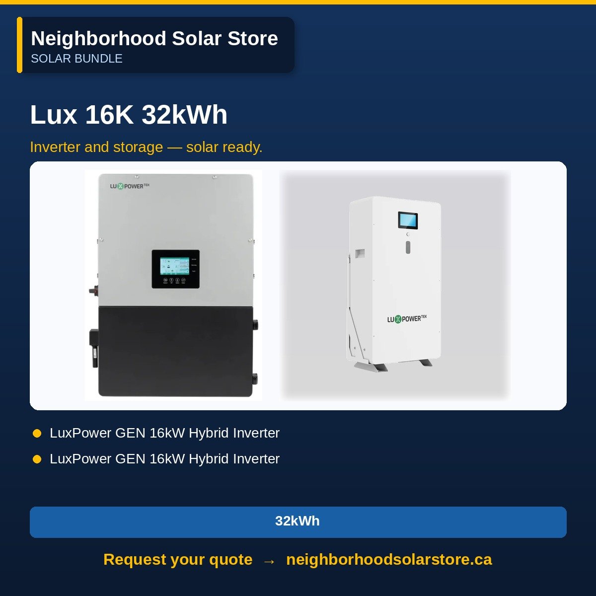 LuxPower 16kW Hybrid System + 32kWh Battery