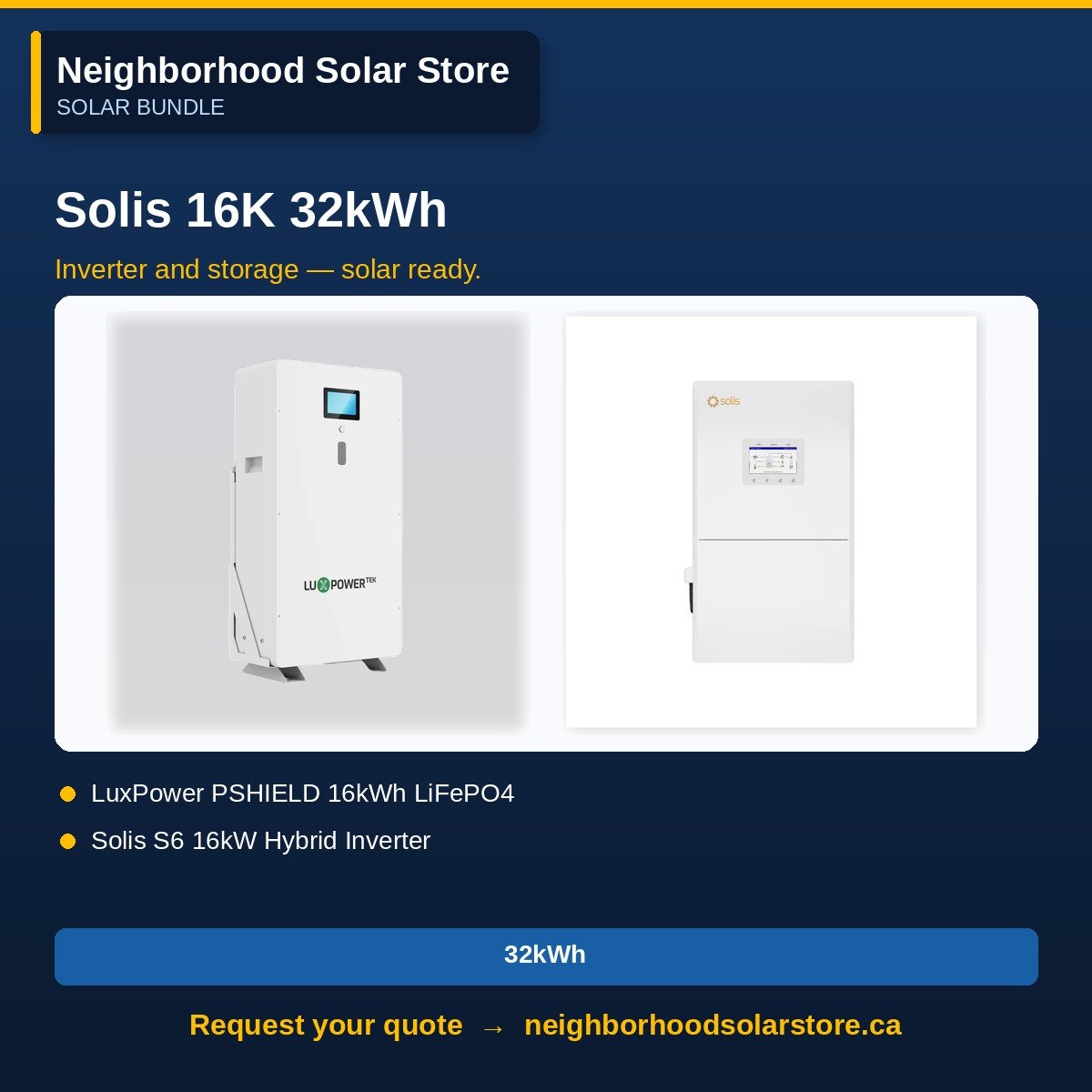 Solis 16kW Hybrid System + 32kWh Battery