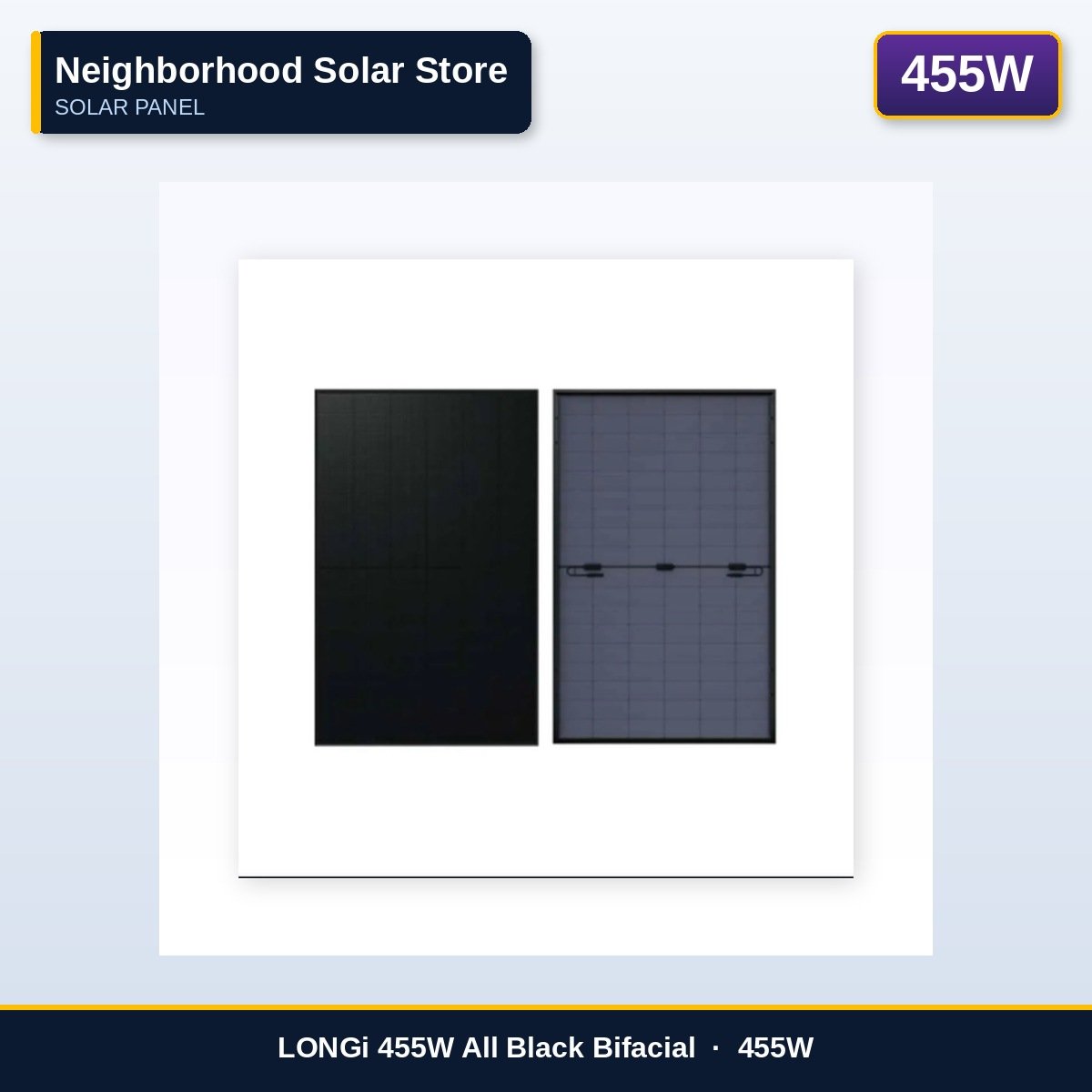 LONGi 455W All Black Bifacial — (LR7-54HGBB-455M)