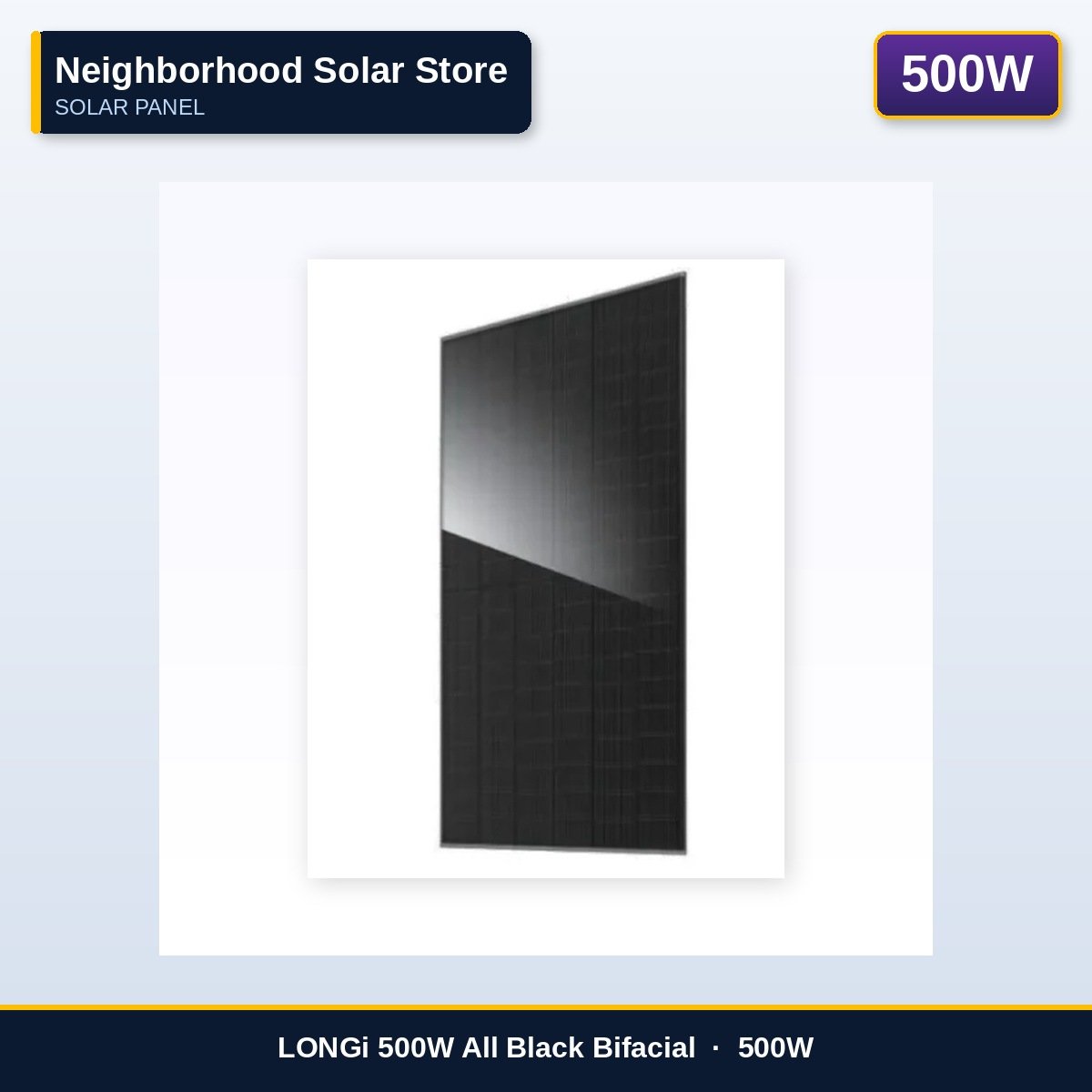 LONGi 500W All Black Bifacial — (LR8-54HGBB-500M)